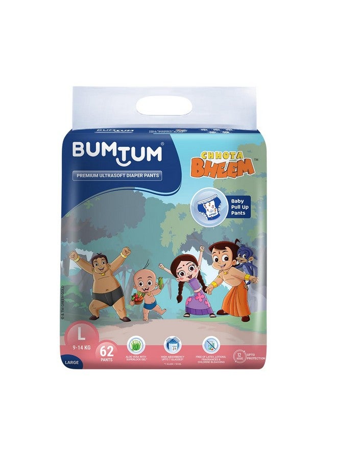 Bumtum Chota Bheem Large Baby Diaper Pants, 62 Count, Leakage Protection Infused With Aloe Vera, Cottony Soft High Absorb Technology (Pack Of 1) - Image 1