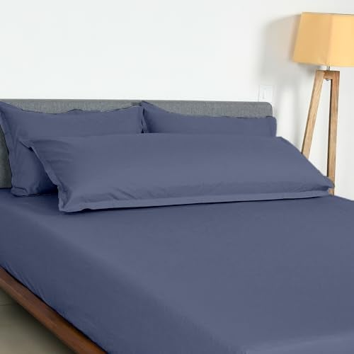 SleepyCat Cotton Pillow Solid Case with Envelope Closure - 1 Piece | Coloured with AZO-Free Dyes and Oeko-Tex Certified | Machine Washable, Twilight Blue (Cuddle Size, 52x20 Inches), 200 TC - Image 3