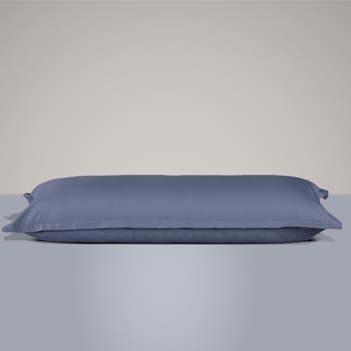 SleepyCat Cotton Pillow Solid Case with Envelope Closure - 1 Piece | Coloured with AZO-Free Dyes and Oeko-Tex Certified | Machine Washable, Twilight Blue (Cuddle Size, 52x20 Inches), 200 TC - Image 1