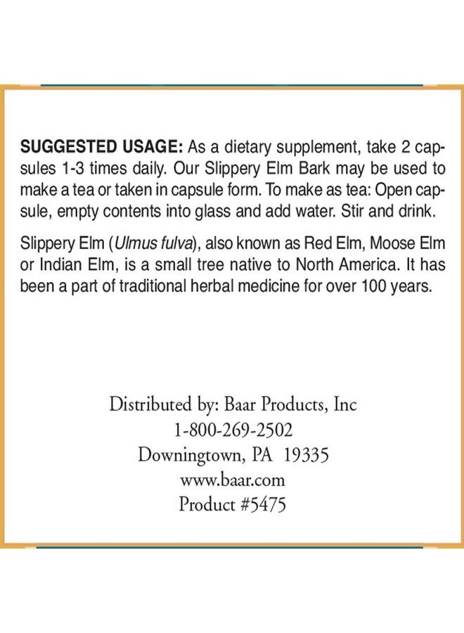Baar Nature’s Blessing Slippery Elm Bark Capsules, 400 mg Potent Herbal Supplement for Men & Women, Supports Digestive Comfort, Gut Health and Toxin Removal, 100 per Bottle - Image 3