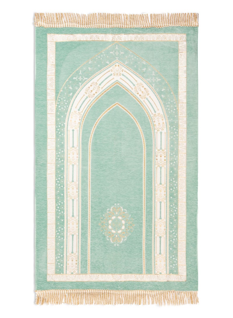 الحرائر  سجادة صلاة من نسيج الشانيل مبطنة عالية الجودة بتصاميم وزخارف هندسية إسلامية عصرية مقاس 120X70 سم - Image 1
