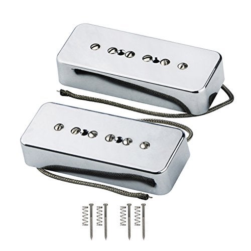 FLEOR Alnico 5 Single Coil Pickup Soap Bar Pickups Chrome P90 Neck & Bridge Pickup Set - Image 1