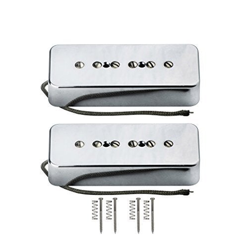 FLEOR Alnico 5 Single Coil Pickup Soap Bar Pickups Chrome P90 Neck & Bridge Pickup Set - Image 2