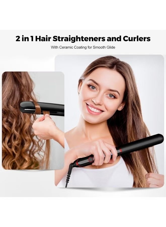 Ceramic Hair Straightener, 2 in 1 Hair Straighteners and Curlers with Ceramic Coating for Smooth Glide, 15 Second Heat up, Up to 200°C, Lasting Results for Curl/Wave/Straighten Hair - pzsku/ZF81C71F13F3EBE4B2E06Z/45/_/1723915027/1ac5a8ea-45d1-4523-b148-281bdf7911fd