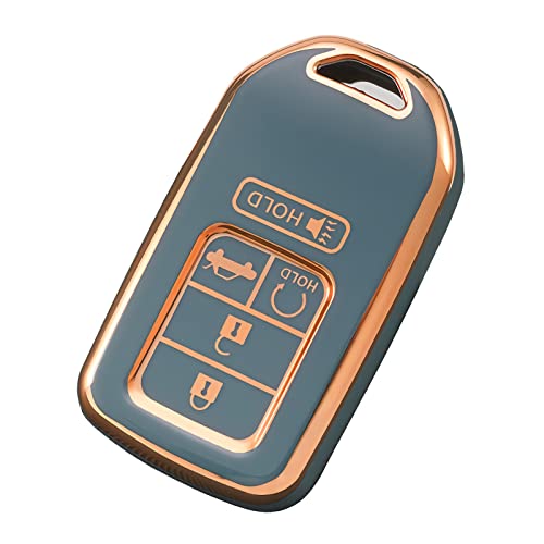 Cacacar غطاء مفتاح Cacacar لسيارات هوندا 2016-2022، غطاء مفتاح فوب ناعم TPU لحماية كاملة لسيارة هوندا أكورد سيفيك CRV بايلوت ريدجلاين باسبور Smart Remote Key Protector (الحجم B-رمادي) - Image 1