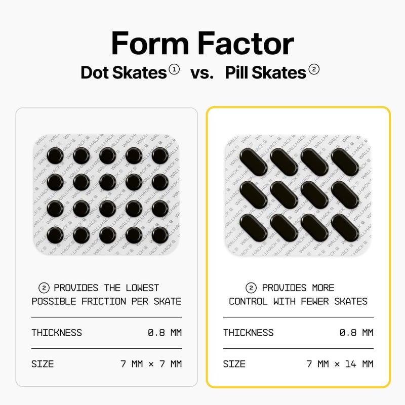 Wallhack PTFE Pill Mouse Skates | Premium Universal Skates for Gaming Mice | Ultra-Smooth Glide on Cloth & Glass Pads | Customize Speed & Control | Fast, Easy to Apply | Black 7mm x 14mm - Image 5