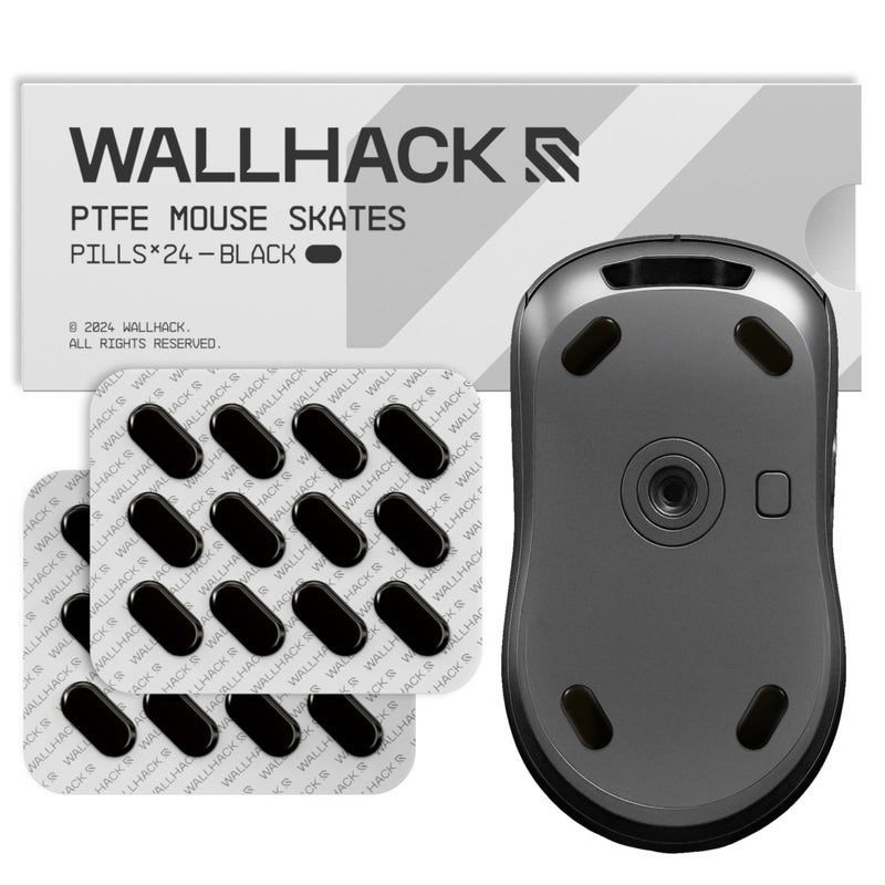Wallhack PTFE Pill Mouse Skates | Premium Universal Skates for Gaming Mice | Ultra-Smooth Glide on Cloth & Glass Pads | Customize Speed & Control | Fast, Easy to Apply | Black 7mm x 14mm - Image 1