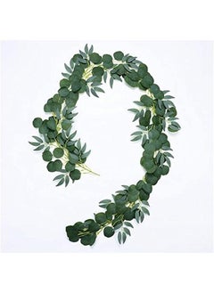 Generic 6.5ft Artificial Eucalyptus Garland Faux Silk Faux Silk Greenery Garland Ornament for Wedding Home Party Backdrop Wall Decor  - Image 1