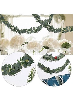 Generic 6.5ft Artificial Eucalyptus Garland Faux Silk Faux Silk Greenery Garland Ornament for Wedding Home Party Backdrop Wall Decor  - Image 3