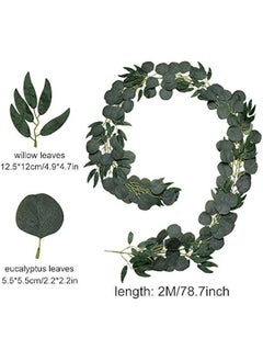 Generic 6.5ft Artificial Eucalyptus Garland Faux Silk Faux Silk Greenery Garland Ornament for Wedding Home Party Backdrop Wall Decor  - Image 2