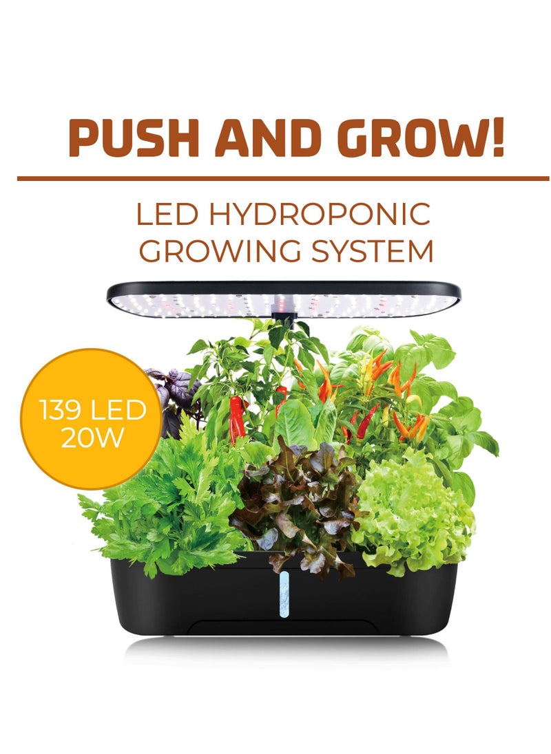 WMC TOOLS - WMC TOOLS LED Light Hydroponic System for Home with Phytolamp (139 LED Grow Light, 20W, 12 Cells) with Circulation System and Water Level Indicator, 3 Lighting Modes for Plants in Potting Soil - Image 1