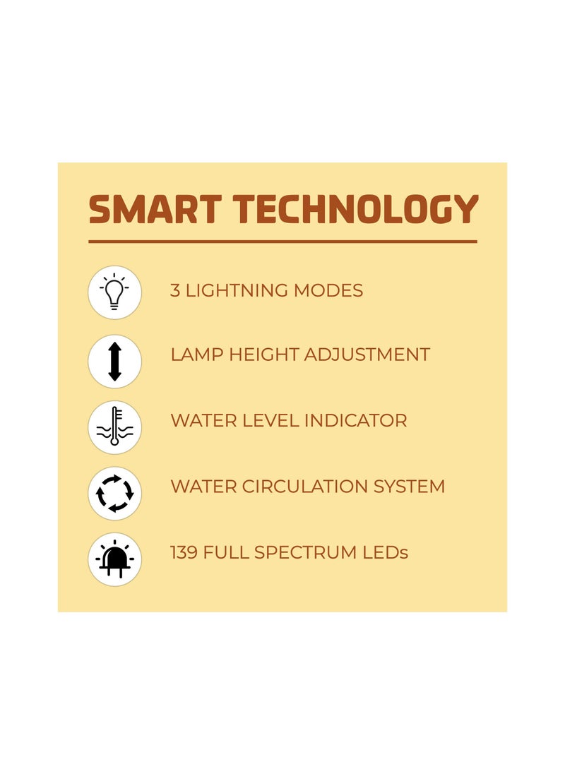 WMC TOOLS - WMC TOOLS LED Light Hydroponic System for Home with Phytolamp (139 LED Grow Light, 20W, 12 Cells) with Circulation System and Water Level Indicator, 3 Lighting Modes for Plants in Potting Soil - Image 1