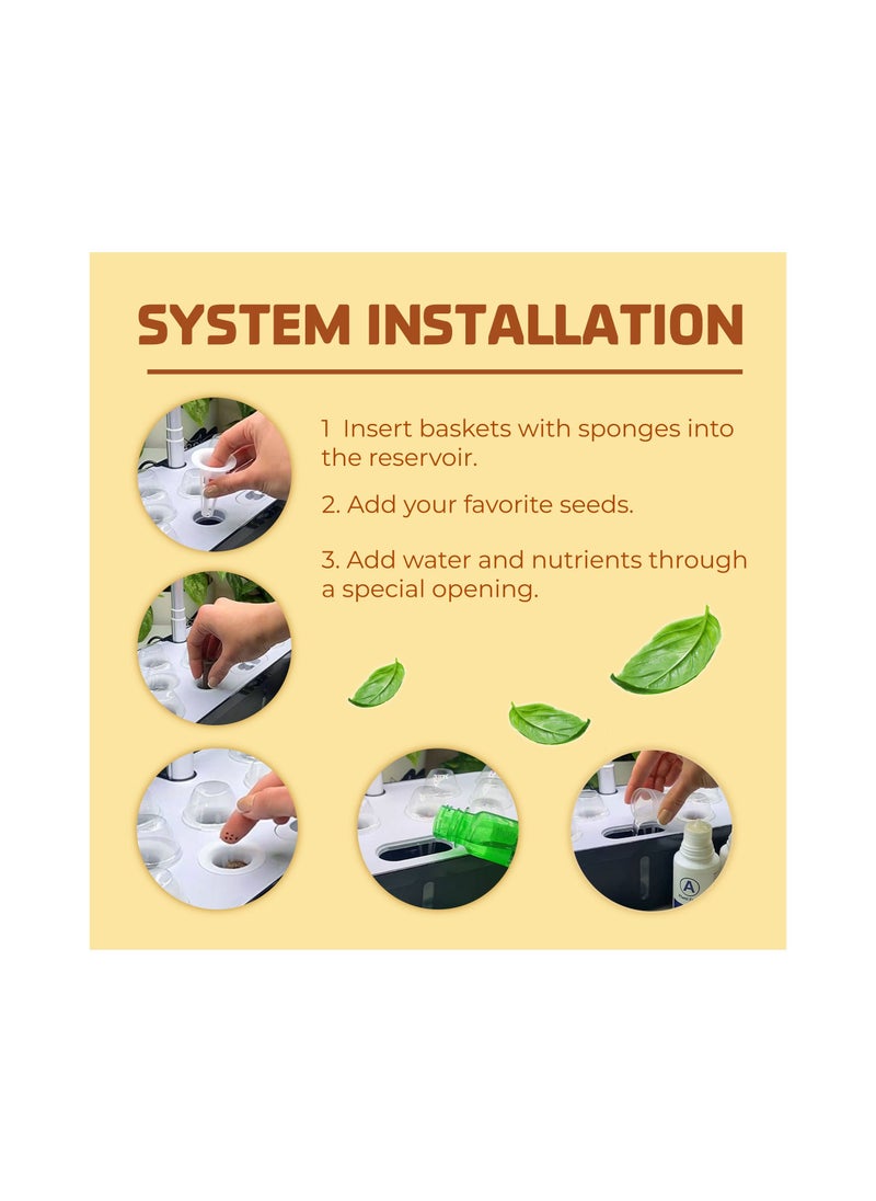 WMC TOOLS - WMC TOOLS LED Light Hydroponic System for Home with Phytolamp (139 LED Grow Light, 20W, 12 Cells) with Circulation System and Water Level Indicator, 3 Lighting Modes for Plants in Potting Soil - Image 1