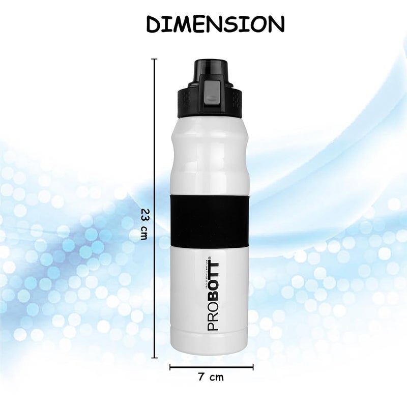 PROBOTT Probott Bloom 680ml Vacuum Insulated Flask Bottle, Stainless Steel Hot and Cold Water Bottles, White | Push Button Flip Top Cap | Leak Proof | Easy to Carry for Travel, Camping, Gym, Sports, Office  - Image 4