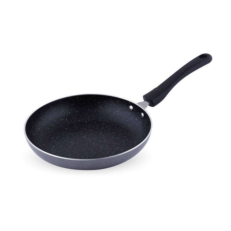 Attro Non Stick Gas and Induction Compatible Tapper Fry Pan/Omelette Pan/Fry Pan/Tapper pan240 mm, Spatter Finish, Black - Image 1