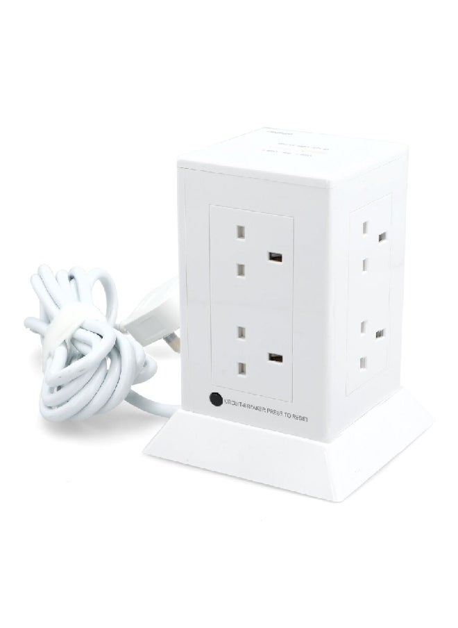 الفنار - وصلة تمديد طاقة متينة مع 8 مقابس و2 منفذ USB باللون الأبيض بطول 3 أمتار CE083M2AC10 - Image 1