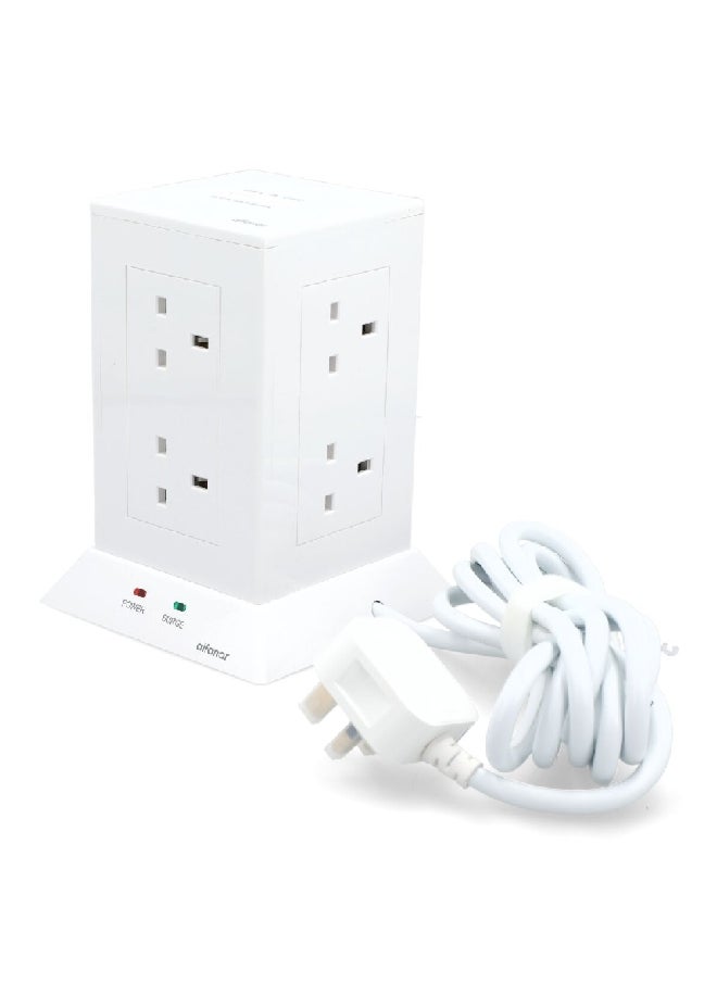 الفنار - وصلة تمديد طاقة متينة مع 8 مقابس و2 منفذ USB باللون الأبيض بطول 3 أمتار CE083M2AC10 - Image 1