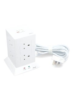 الفنار وصلة تمديد طاقة متينة مع 8 مقابس و2 منفذ USB باللون الأبيض بطول 3 أمتار CE083M2AC10  - Image 4