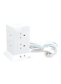 الفنار وصلة تمديد طاقة متينة مع 8 مقابس و2 منفذ USB باللون الأبيض بطول 3 أمتار CE083M2AC10  - Image 3