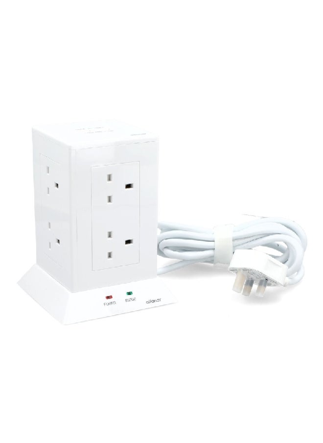 الفنار - وصلة تمديد طاقة متينة مع 8 مقابس و2 منفذ USB باللون الأبيض بطول 3 أمتار CE083M2AC10 - Image 1