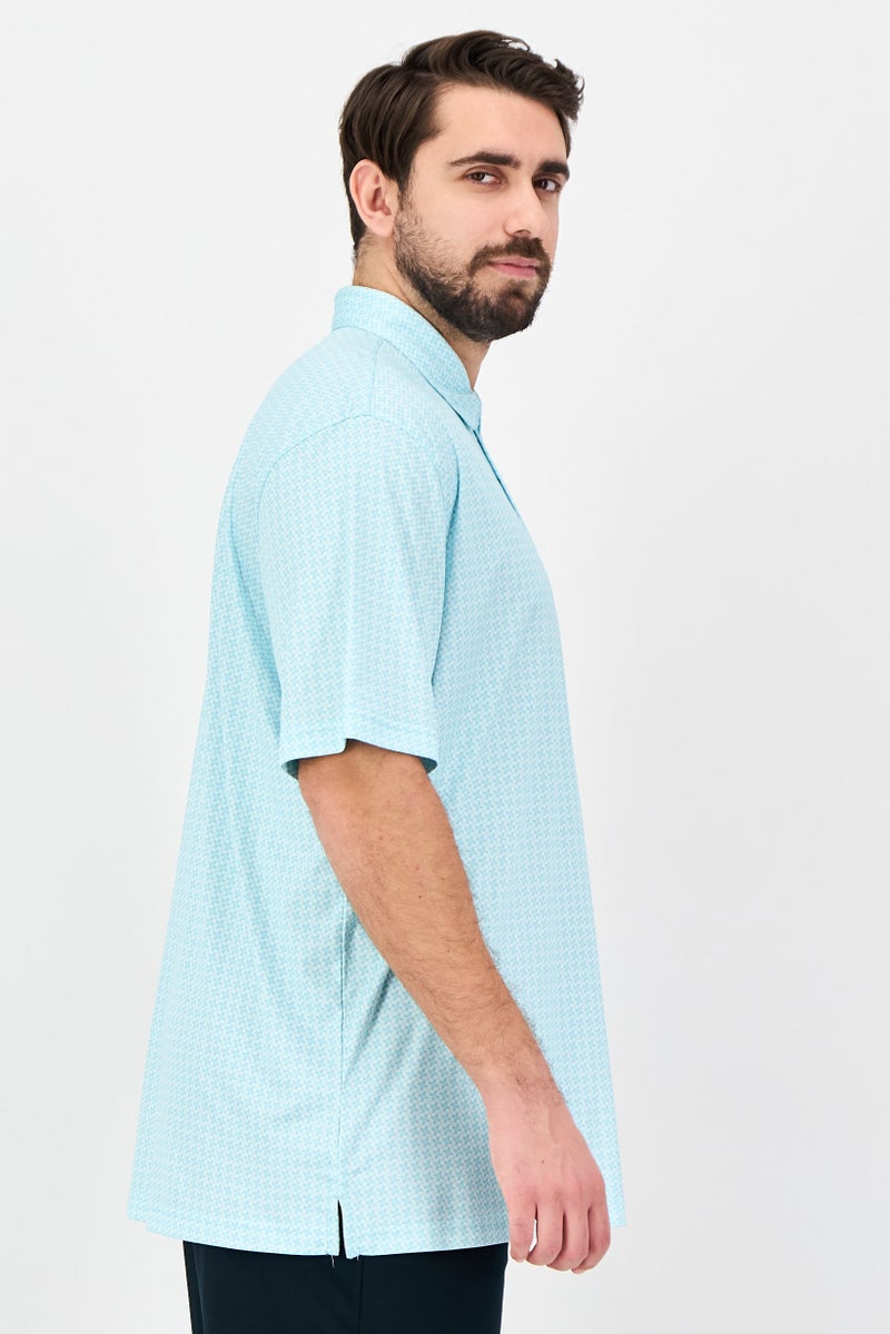 Greg Norman Men Sportswear Fit Short Sleeves Training Polo Shirt, Turquoise - Image 2