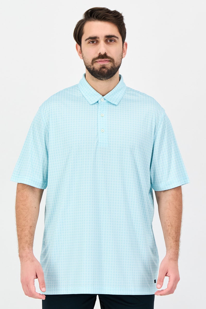 Greg Norman Men Sportswear Fit Short Sleeves Training Polo Shirt, Turquoise - Image 1