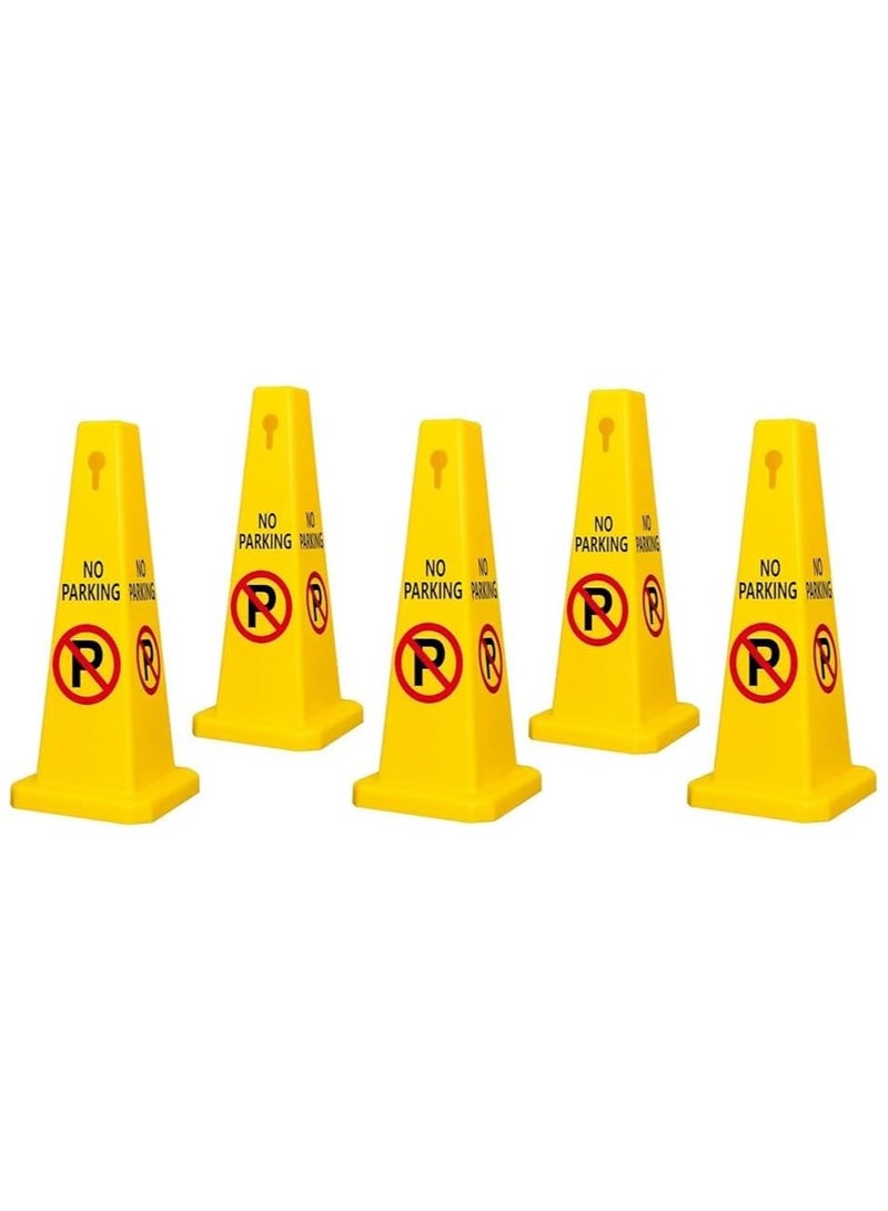 مخروط ممنوع الوقوف | علامة ممنوع الوقوف باللون الأصفر مع عرض من 4 جوانب | علامة ممنوع الوقوف ملحوظة بسهولة مع سلسلة ومقبس قابل للتوصيل بالعلامة 68 × 28 × 28 سم (عبوة من قطعتين) - Image 4