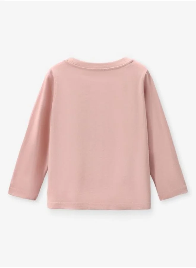 YUNIQEE Pink Printed Long Sleeve Crew Neck T-Shirt