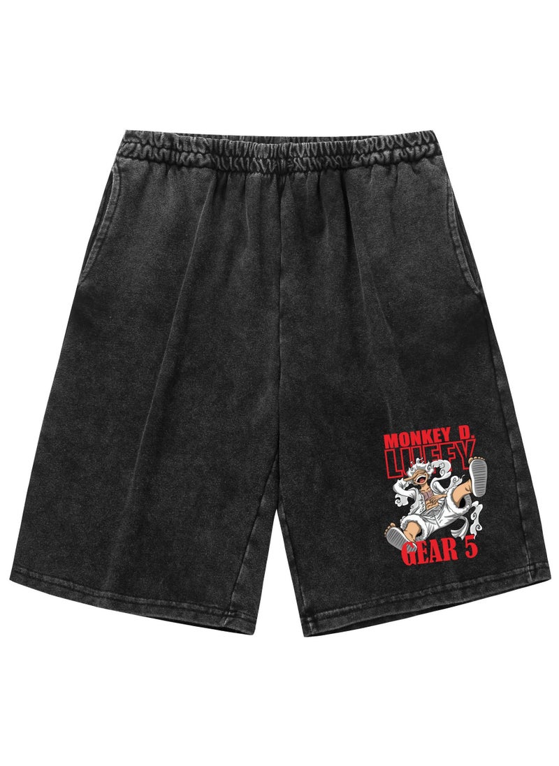KUYING Summer One Piece Loose Print Casual Shorts  - Image 1