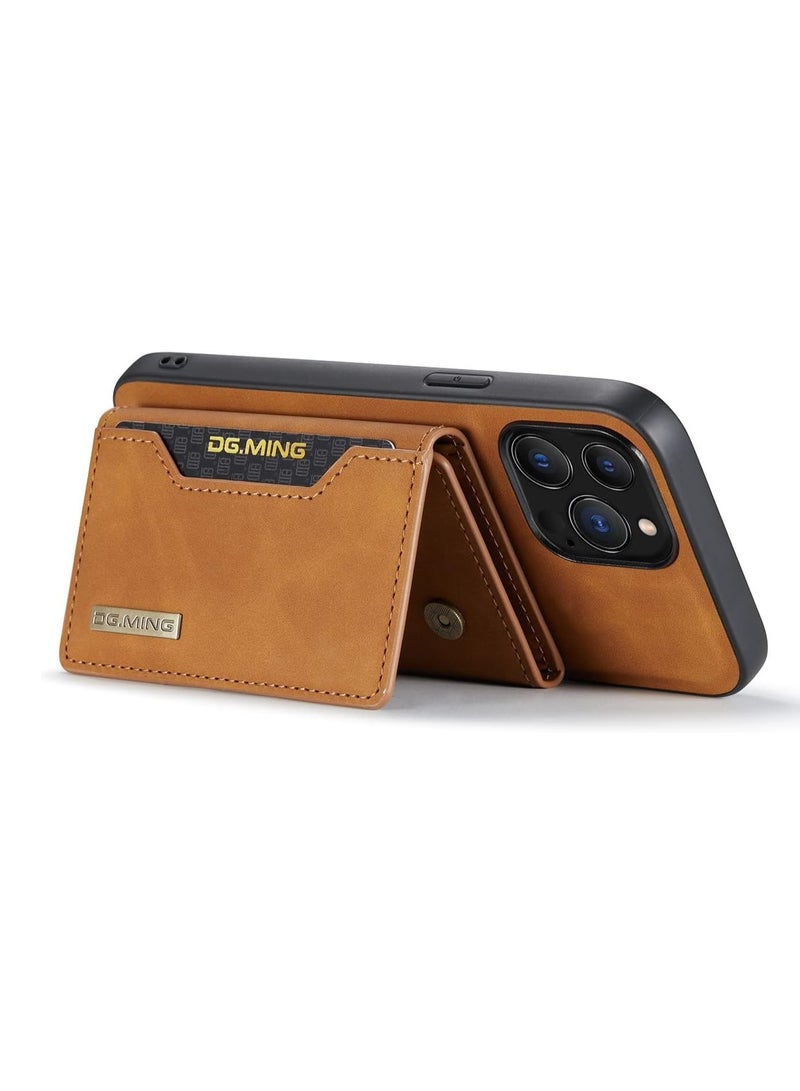 ديجمينغ جراب خلفي مغناطيسي من جلد فاخر مع محفظة حاملة للكروت ثلاثية الطيات قابلة للفصل لموبايل ايفون 14 برو ماكس - Image 2