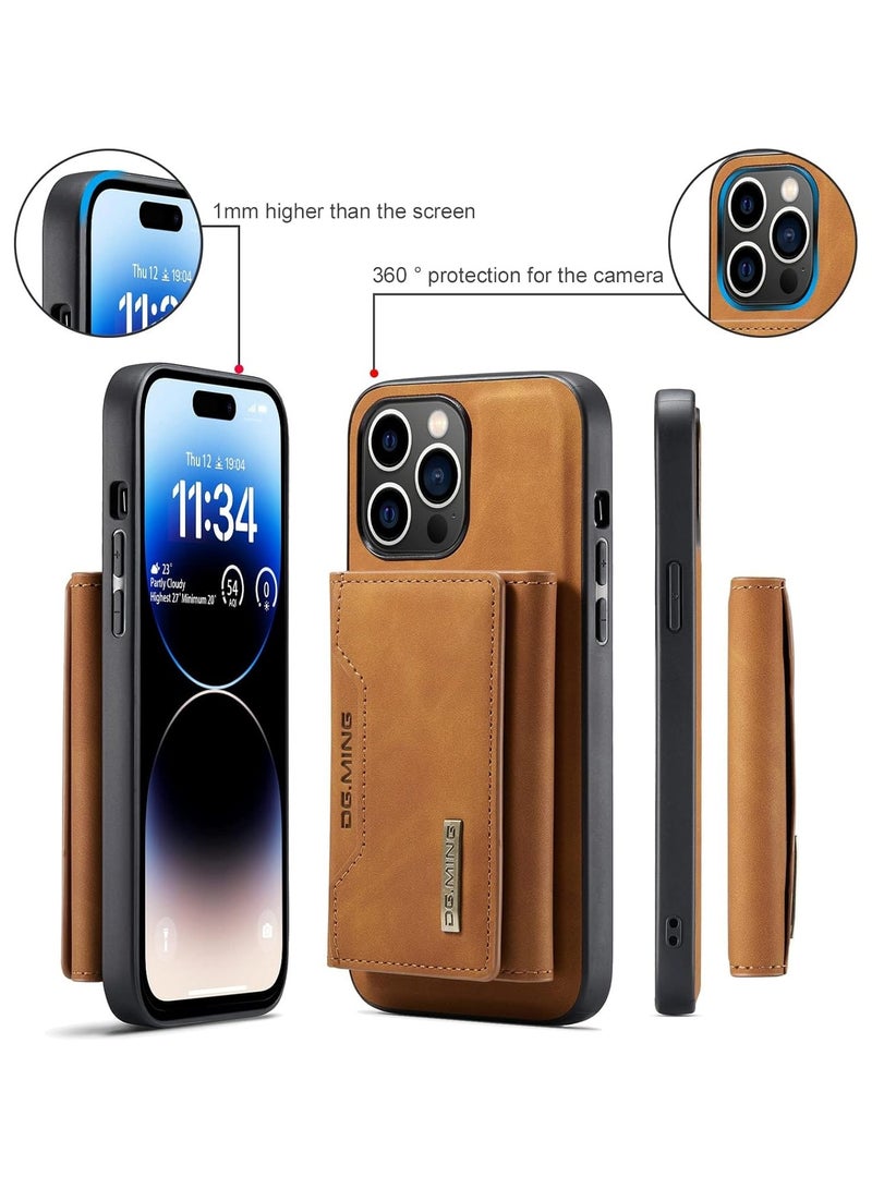 ديجمينغ جراب خلفي مغناطيسي من جلد فاخر مع محفظة حاملة للكروت ثلاثية الطيات قابلة للفصل لموبايل ايفون 14 برو ماكس - Image 5