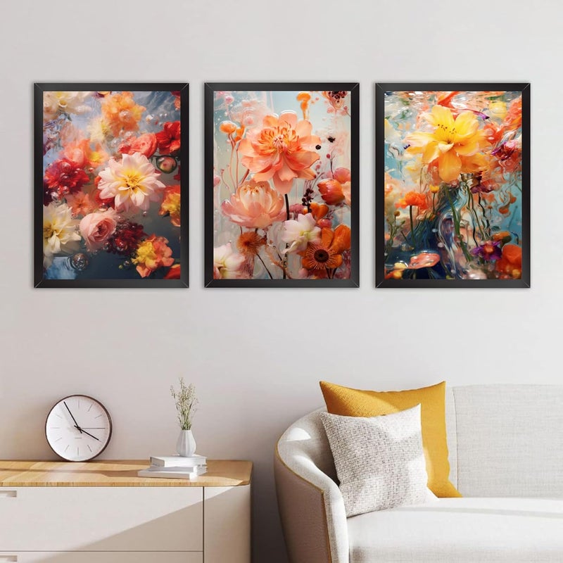 Decor Villa 3D YELLOW FLOWERS Digital Framed Painting for Wall Decoration Wall Art Prints for Living Room Bedroom Office Room Decor 105x135 inch DVFC0021