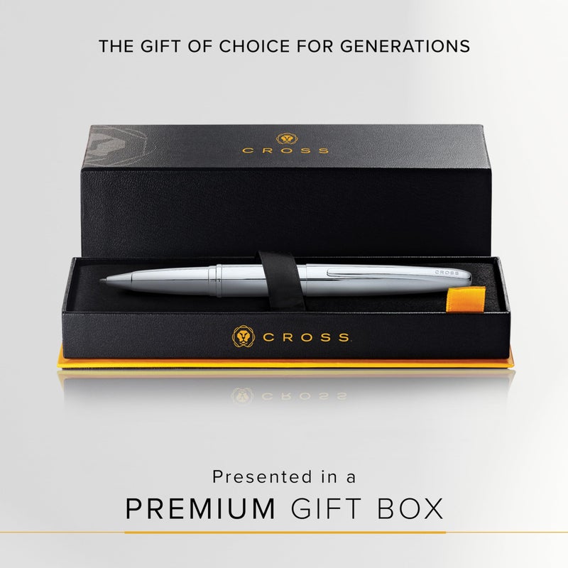 Cross ATX Refillable Rollerball Pen Presented in a Luxury Gift Box - Medium Point, Black Ink, Pure Chrome - Image 5