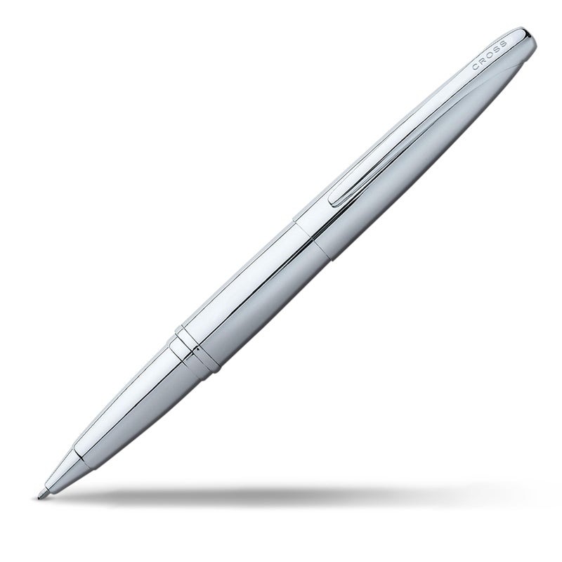 Cross ATX Refillable Rollerball Pen Presented in a Luxury Gift Box - Medium Point, Black Ink, Pure Chrome - Image 1