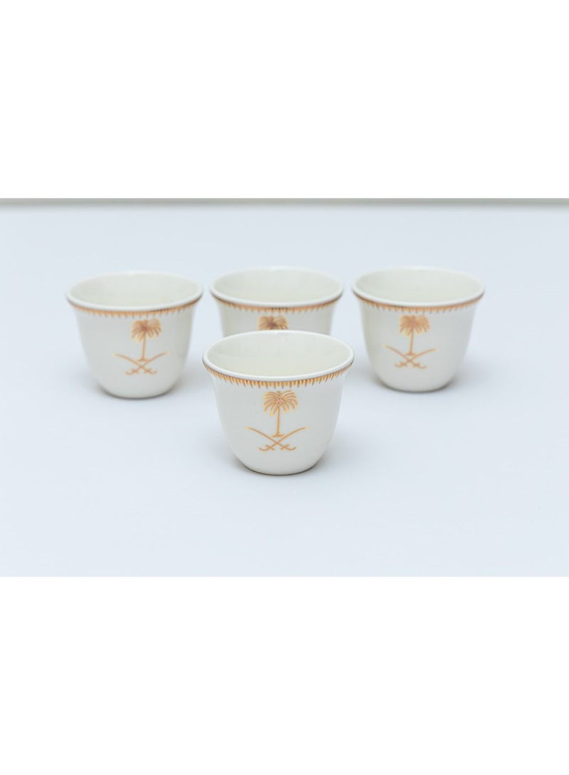 ALSAHAH Premium Saudi Coffee Cups Set with Palm & Swords Design – 12-Piece Fine Porcelain Traditional Cawa Cups - Image 4