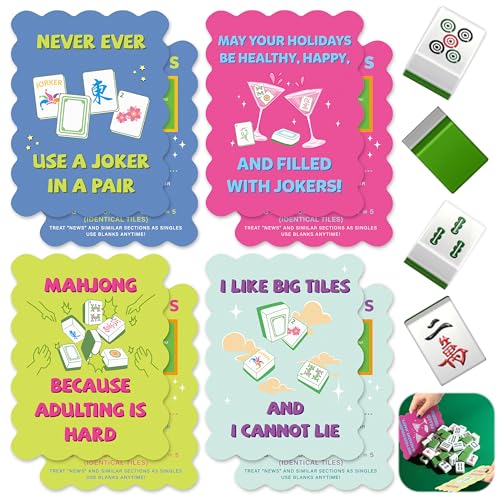 K1tpde 8PCS Funny Mahjong Shuffler Hot Tips Cards with Storage Bag PVC Mahjong Tile Shuffler with Rules Printed Wavy Edge for Mixing and Shuffling Tiles Mah Jongg Accessories Gifts for Lovers Games - Image 1