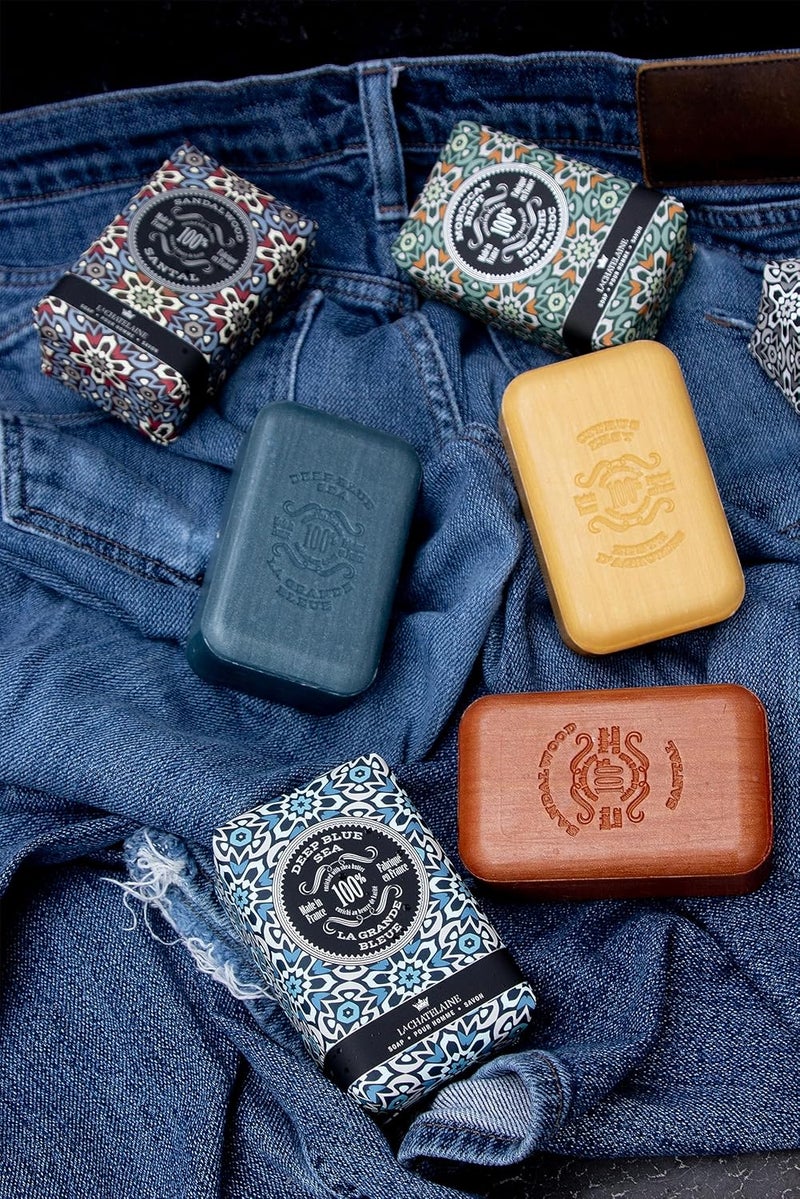 La Chatelaine Soap Supply Tin Gift Set Unisex Men Women Plantbased shea butter bar soaps Made in France Natural and Organic Large soap bars Set of 6 88 oz250g bars Red Mosaic - Image 3