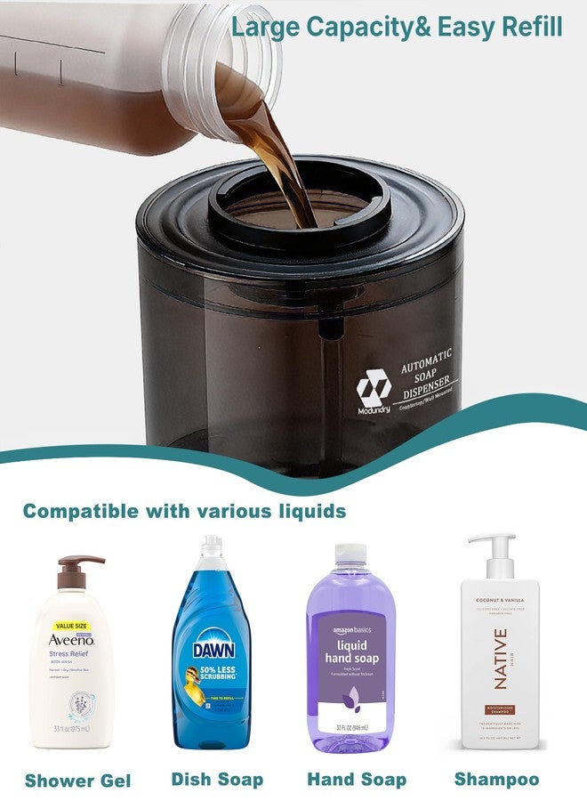 Modundry Automatic Soap Dispenser Touchless, 4-Level Adjustable Liquid Soap Dispenser, 13.5oz/400ml USB Rechargeable, IPX5 Waterproof, Countertop or Wall Mount, for Kitchen Bathroom, Black - Image 5