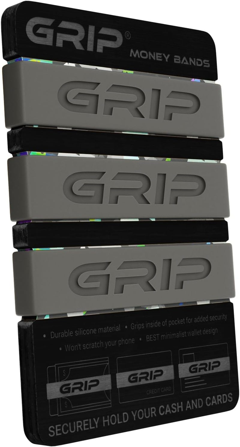 Grip Money Bands (Pack of 3) - FOGHORN GRAY - Premium Silicone Band for Cash & Cards - Slim & Durable Design - Image 2
