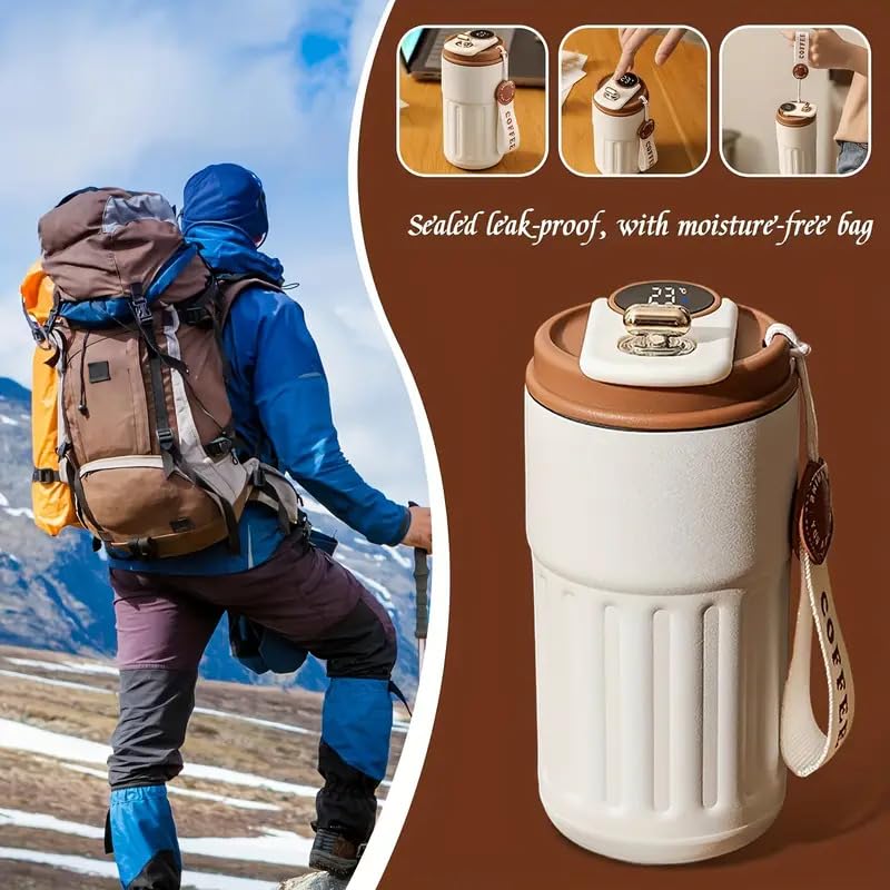 Deoxys Coffee CupInsulated Travel Coffee Mug Spill Proof Leak Proof Pobtable to Go Camping Stainless Steel Coffee Tumbler Reusable Coffee Cups with Lids Thermos for Hot and Cold Drink - Image 4