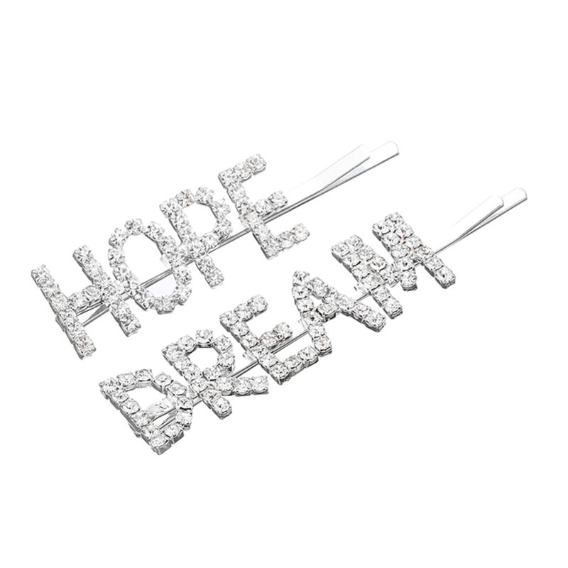 Rhinestone Hair Clips For Women 1 Pair Side Styling Hairpins Silver - Image 2