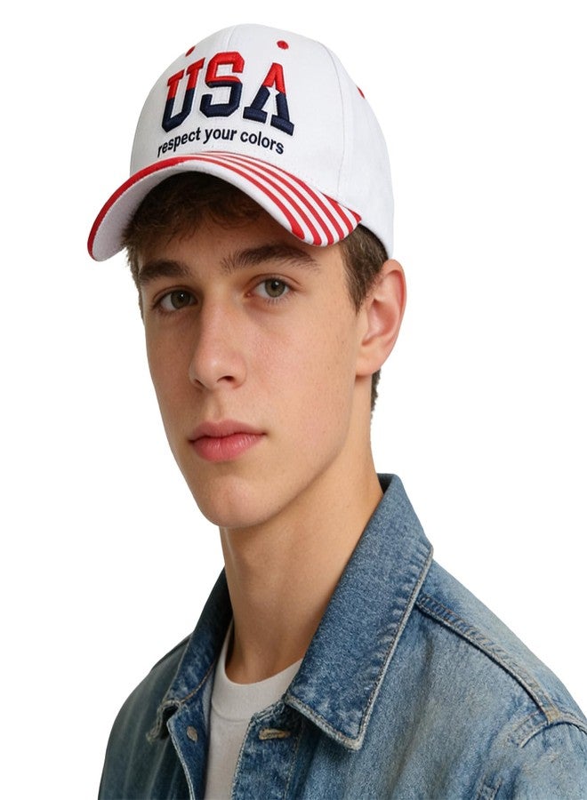 PURFUN Patriotic USA American Flag Baseball Caps for Men Women Teens, US Stars Stripes Flag Peaked Caps Breathable Soft Cotton Summer Sun Hats Wide Brim Adjustable Beach Camping Fishing Visor Hats Toppe - Image 3