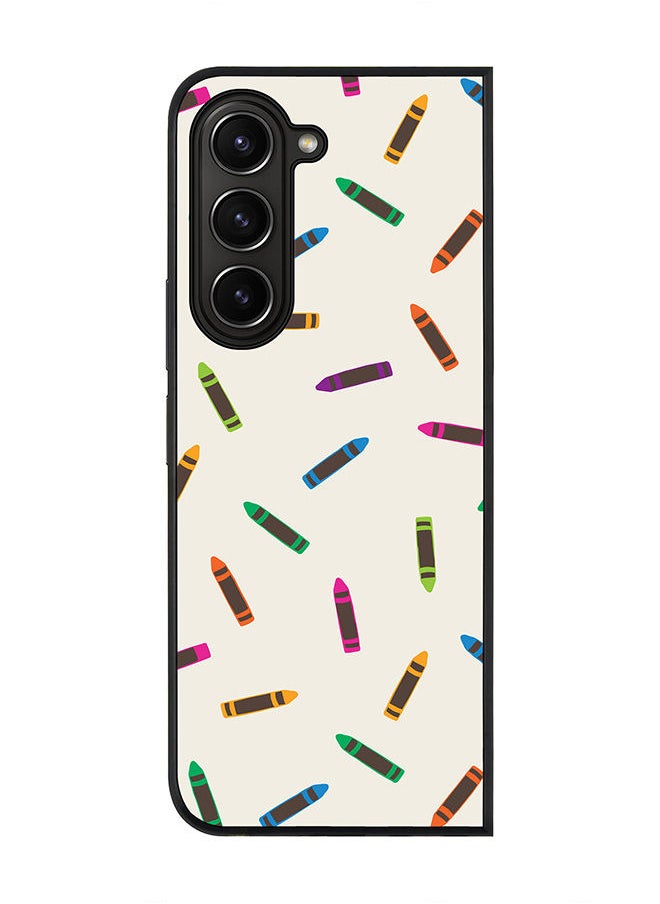 Stylizedd - Rugged Black edge case for Samsung Galaxy Z Fold5, Slim fit Soft Case Flexible Rubber Edges Anti Drop TPU Gel Thin Cover -  Crayon Pary - Image 1