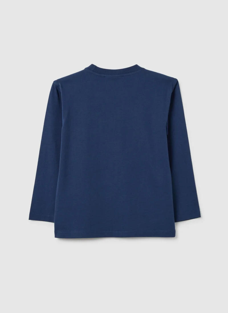 او في اس BLUE PURE COTTON CHILDREN'S T-SHIRT - REGULAR FIT