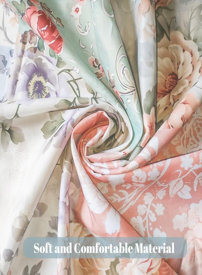 Mocsicka ستارة دش موكسكا بوهو - زهور وردية بتصميم باتش ورك مع 12 خطاف - ستارة حمام عتيقة من منتصف القرن لزينة الحمام بوهو الزهرية - قماش مقاوم للماء 72 × 72 بوصة - Image 2