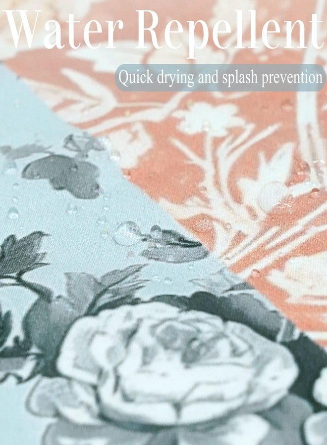 Mocsicka ستارة دش موكسكا بوهو - زهور وردية بتصميم باتش ورك مع 12 خطاف - ستارة حمام عتيقة من منتصف القرن لزينة الحمام بوهو الزهرية - قماش مقاوم للماء 72 × 72 بوصة - Image 5