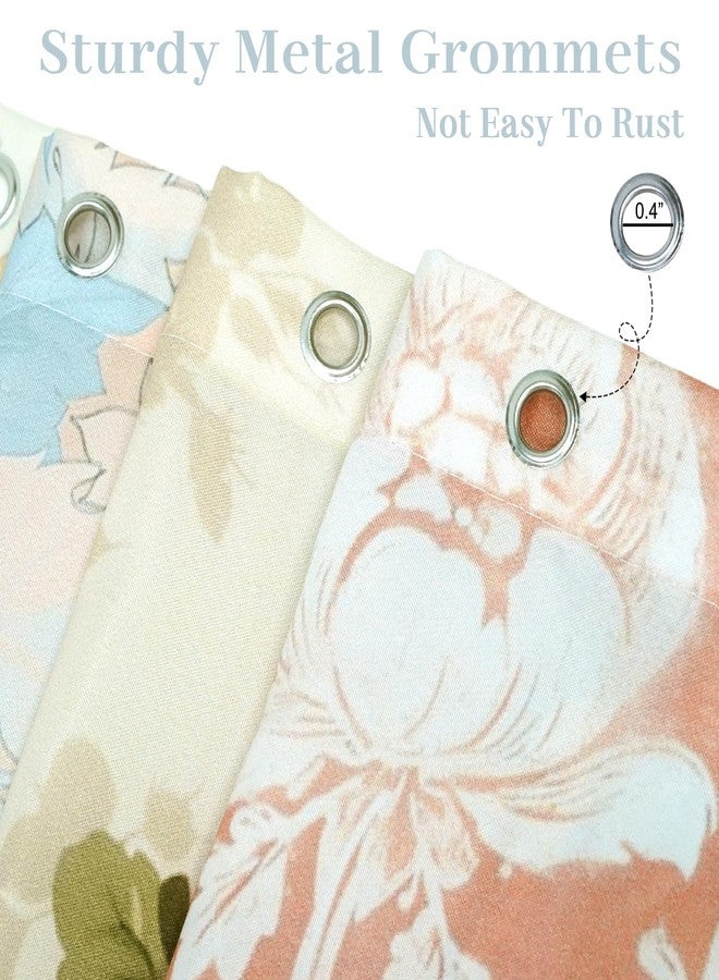 Mocsicka ستارة دش موكسكا بوهو - زهور وردية بتصميم باتش ورك مع 12 خطاف - ستارة حمام عتيقة من منتصف القرن لزينة الحمام بوهو الزهرية - قماش مقاوم للماء 72 × 72 بوصة - Image 3