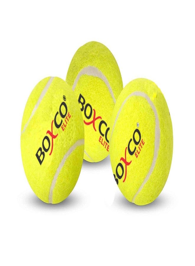 BOXCO Elite Medium Weight Tennis Cricket Ball, Practice Ball, Cricket Training Ball, Standard Size, Yellow (Pack of 3) - Image 1