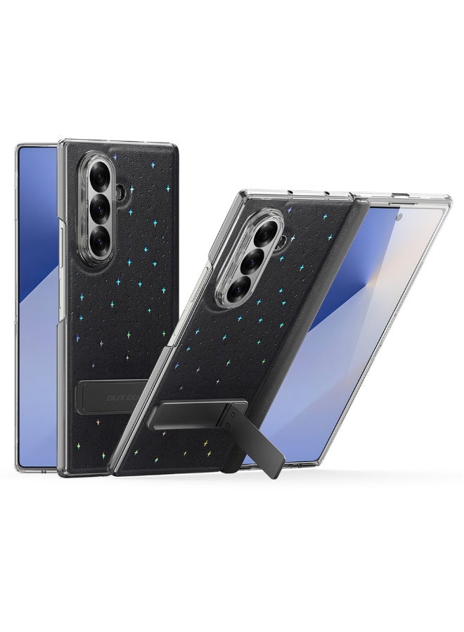دوكس دوتشيز جراب DUX DUCIS STEX Series لهاتف Samsung Galaxy Z Fold7 5G مزود بمسند وغطاء خلفي من جلد البولي يوريثان بنمط نجمة مع طبقة من الزجاج المقوى - اسود - Image 1