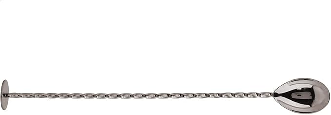 Flat Tail Ti Black Stainless Steel Cocktail Spoon for Mixed Drinks Iced Tea and Coffee - Image 1